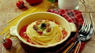 Запеченные гнезда из спагетти