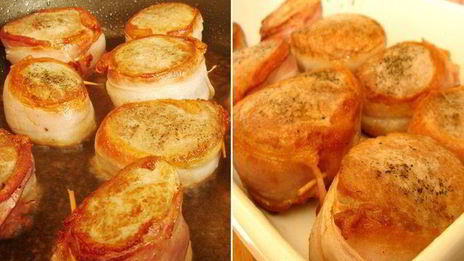 медальоны из свиной вырезки и картофельные ньокки под сливочно-горчичным соусом