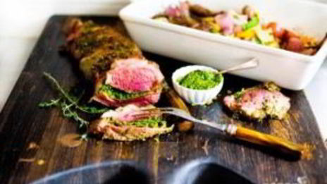 баранина, фаршированная травами