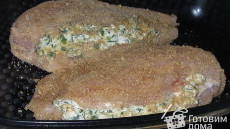 куриное филе с творогом и зеленью