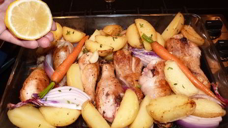 куриные ножки с овощами