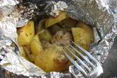 Курица на костре в фольге