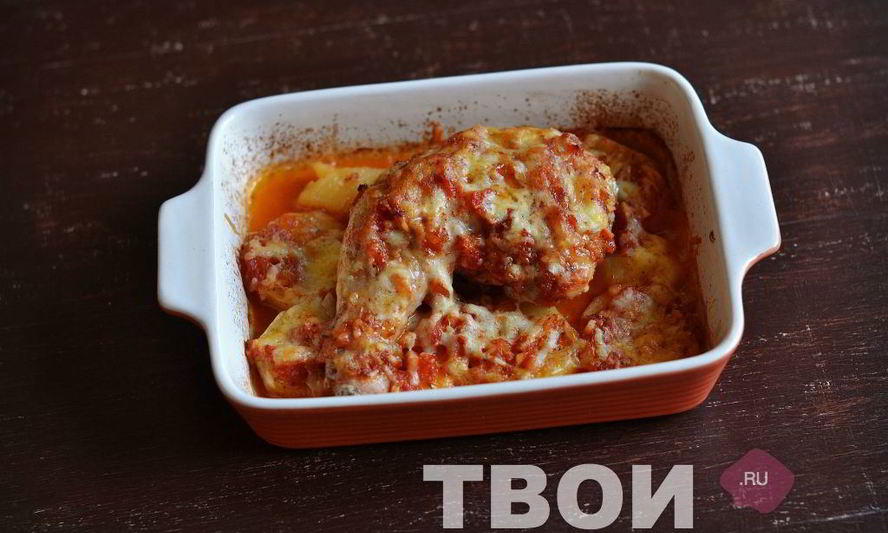 Рецепт курицы с помидорами в духовке