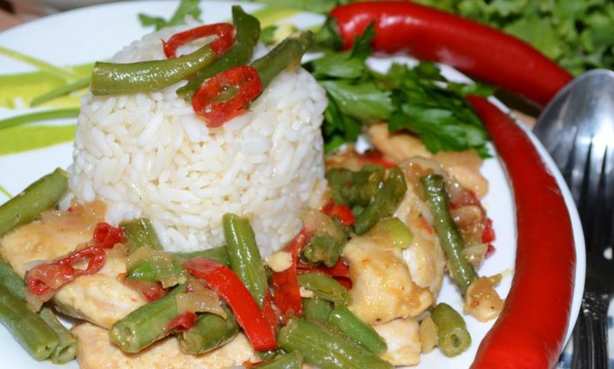 Рецепт курицы с рисом и фасолью