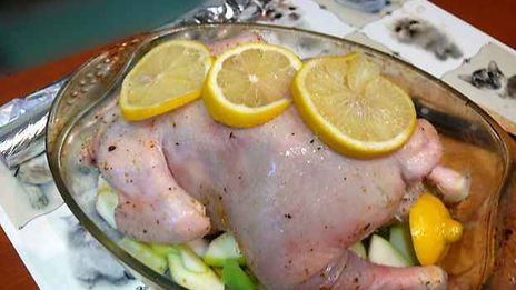 курица запеченая с яблоками