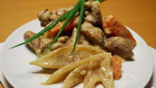 Тушеная телятина с грибами