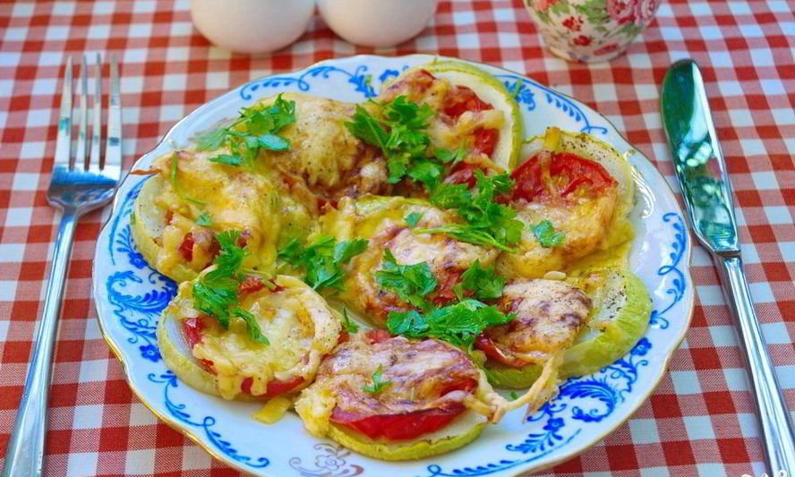 Рецепт кабачков с помидорами и сыром в духовке