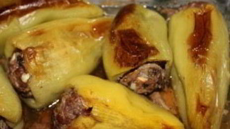 перец, запеченный с грибами