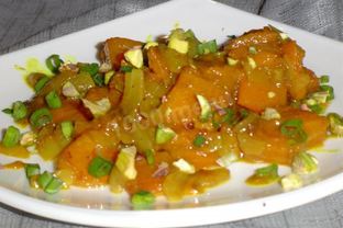 Тыква тушеная в вине с карри