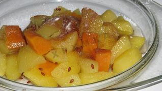 Запеченные тыква в микроволновке с яблоками