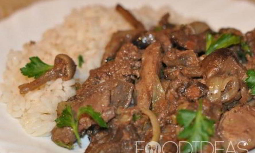 Рецепт куриной печени с грибами