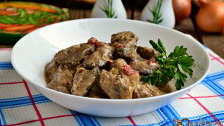 Куриная печень в кефирно-горчичном соусе