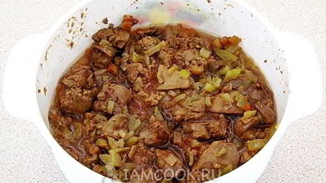 печень куриная в яблочном соусе в микроволновке