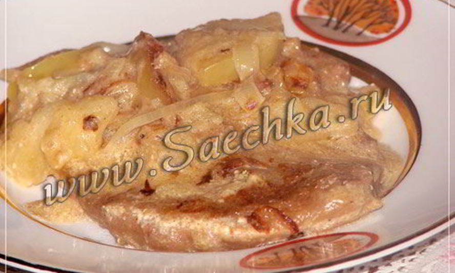 Рецепт печени с яблоками