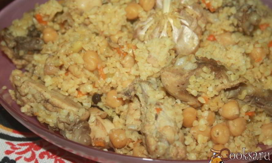 Рецепт пилава из курятины с булгуром и нутом