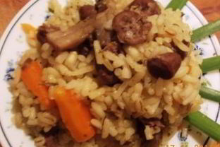 Плов с грибами и куриными сердечками