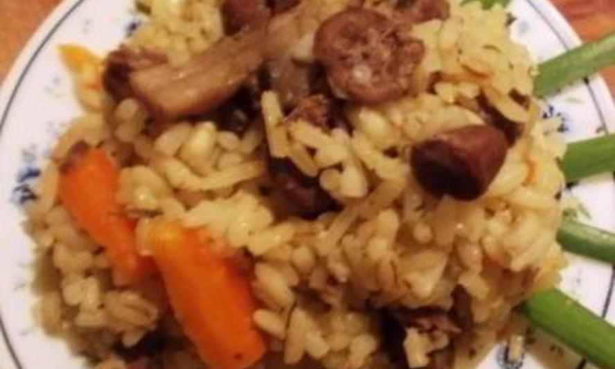 Рецепт плова с грибами и куриными сердечками