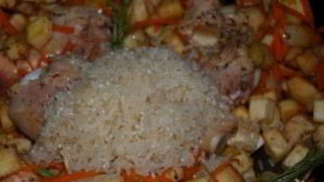 плов с курицей и баклажанами