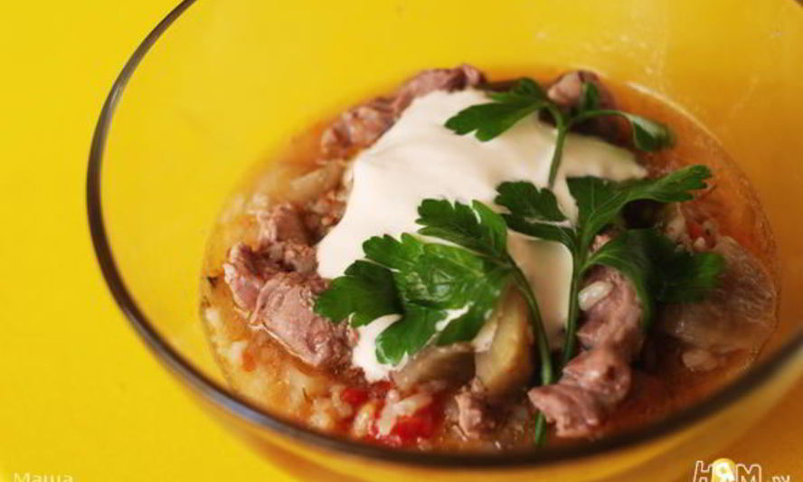 Рецепт мясного рагу с баклажанами, перцем и помидорами