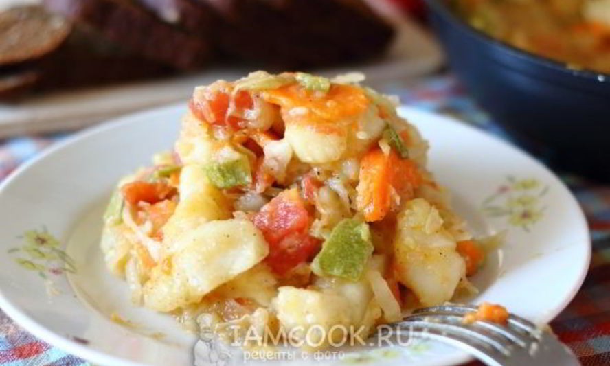 Рецепт овощного рагу из кабачков, картошки и капусты