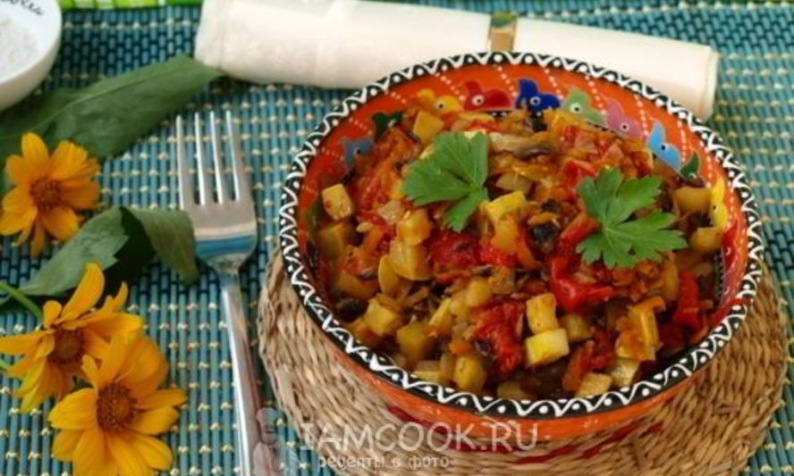 Рецепт овощного рагу с грибами