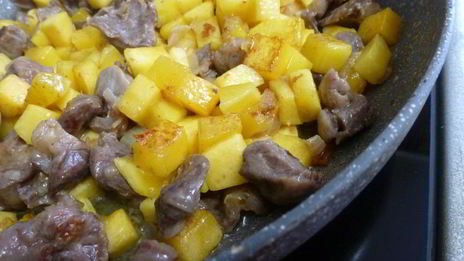 овощное рагу с куриными желудками