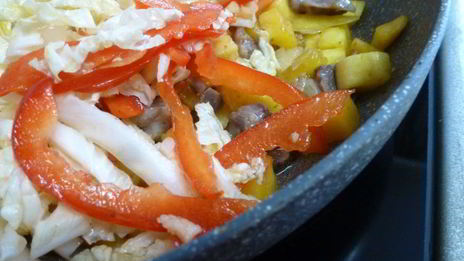 овощное рагу с куриными желудками