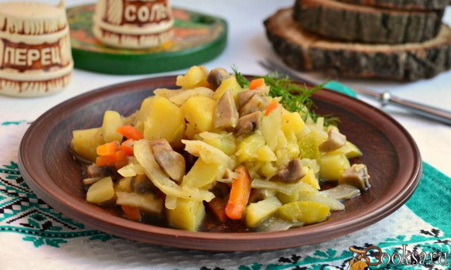 Рецепт рагу из овощей с шампиньонами в мультиварке