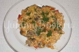 Рагу овощное с грибами и куриной печенью