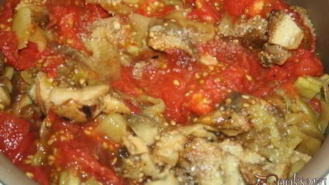 рагу с говядиной и овощами, запеченными на мангале