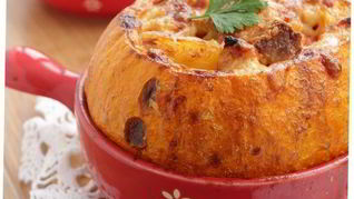 Тыква с мясным рагу