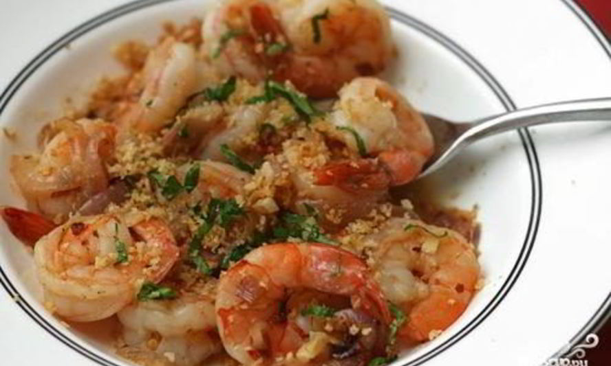 Рецепт креветок, жаренных в вине