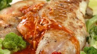 Морской окунь с брокколи