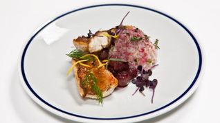 Окунь под карамельной корочкой с рисом басмати