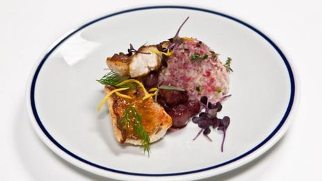 окунь под карамельной корочкой с рисом басмати