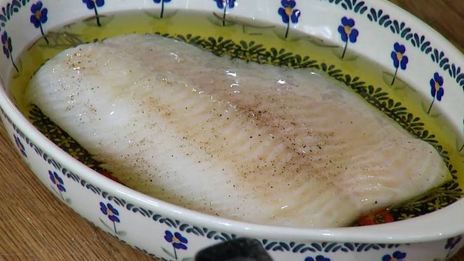 палтус с песто из брокколи