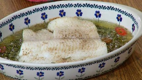 палтус с песто из брокколи