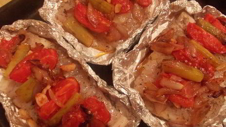 пангасиус с овощами в лимонно-горчичном маринаде