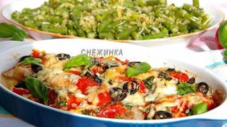 Рыба по-итальянски со стручковой фасолью в хлебных крошках