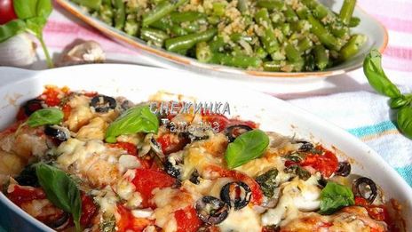 рыба по-итальянски со стручковой фасолью в хлебных крошках