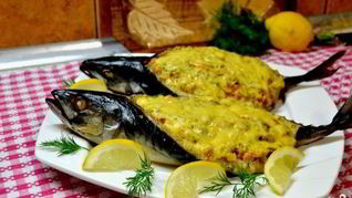 Рыба, запеченная с рисом