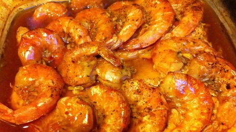 запеченная красная рыба с креветками