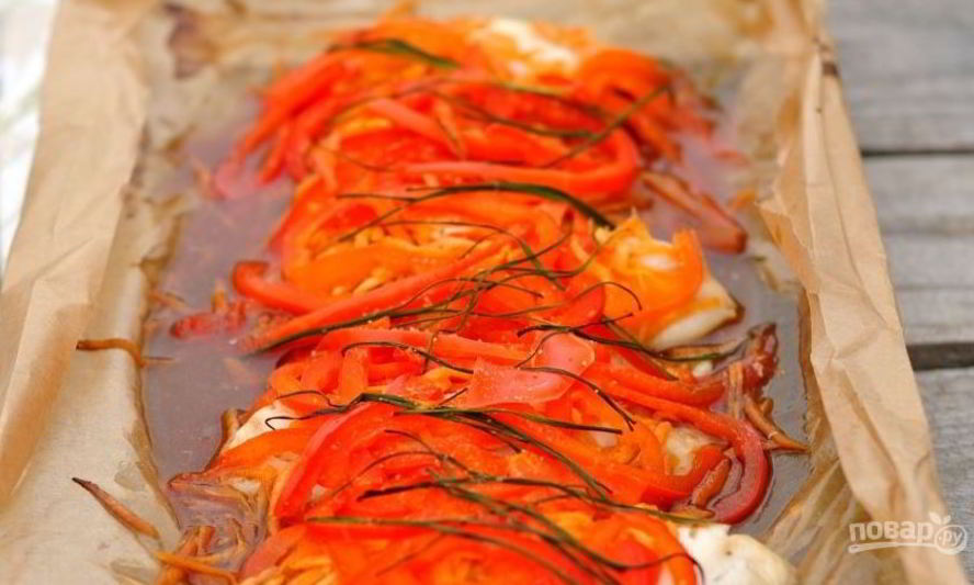 Рецепт запеченной рыбы с овощами