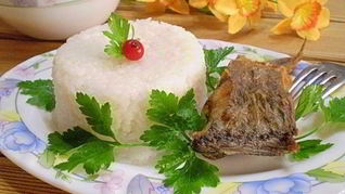 Жареная рыба с рисом