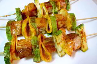 Рыбные шашлычки с овощами