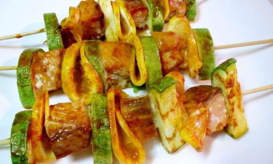 Рецепт рыбных шашлычков с овощами