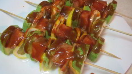 рыбные шашлычки с овощами