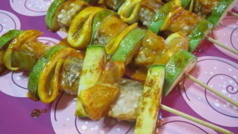 рыбные шашлычки с овощами