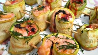 Шашлычки из кабачков и курицы