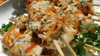 Шашлычки из курицы с абрикосами в арахисово-кокосовом маринаде